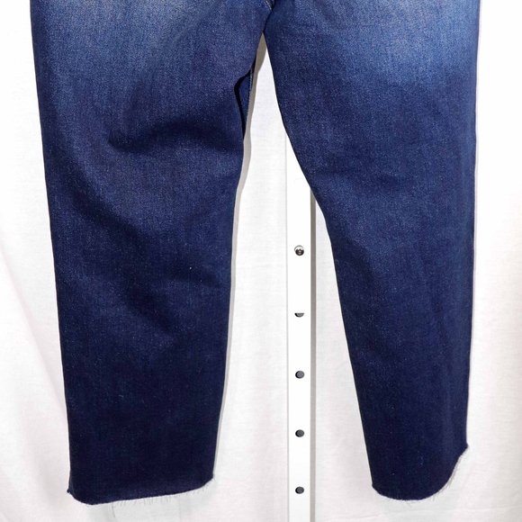 Royalty Dark Blue Distressed Denim Petite High Rise Straight Jeans Size 16P NWT - Picture 15 of 16